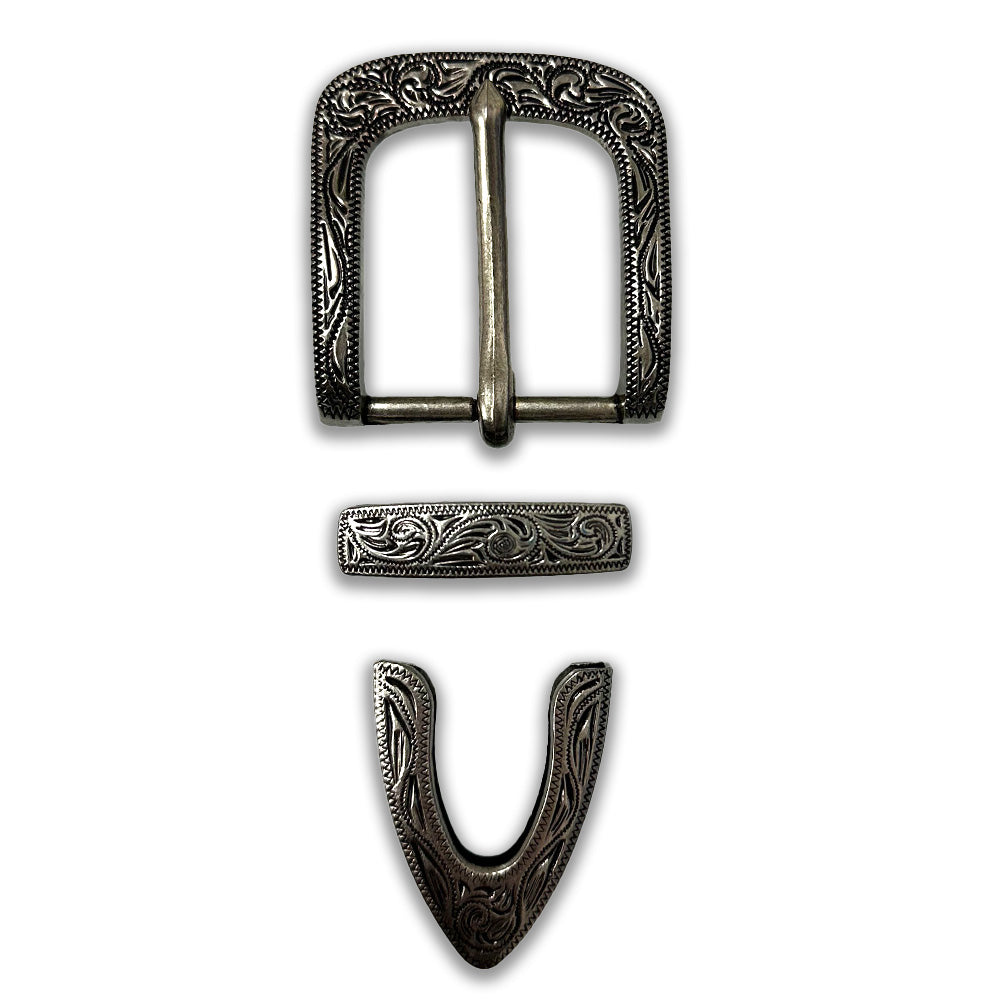 1.25&quot; Floral Buckle Set with buckle,keeper,and tip