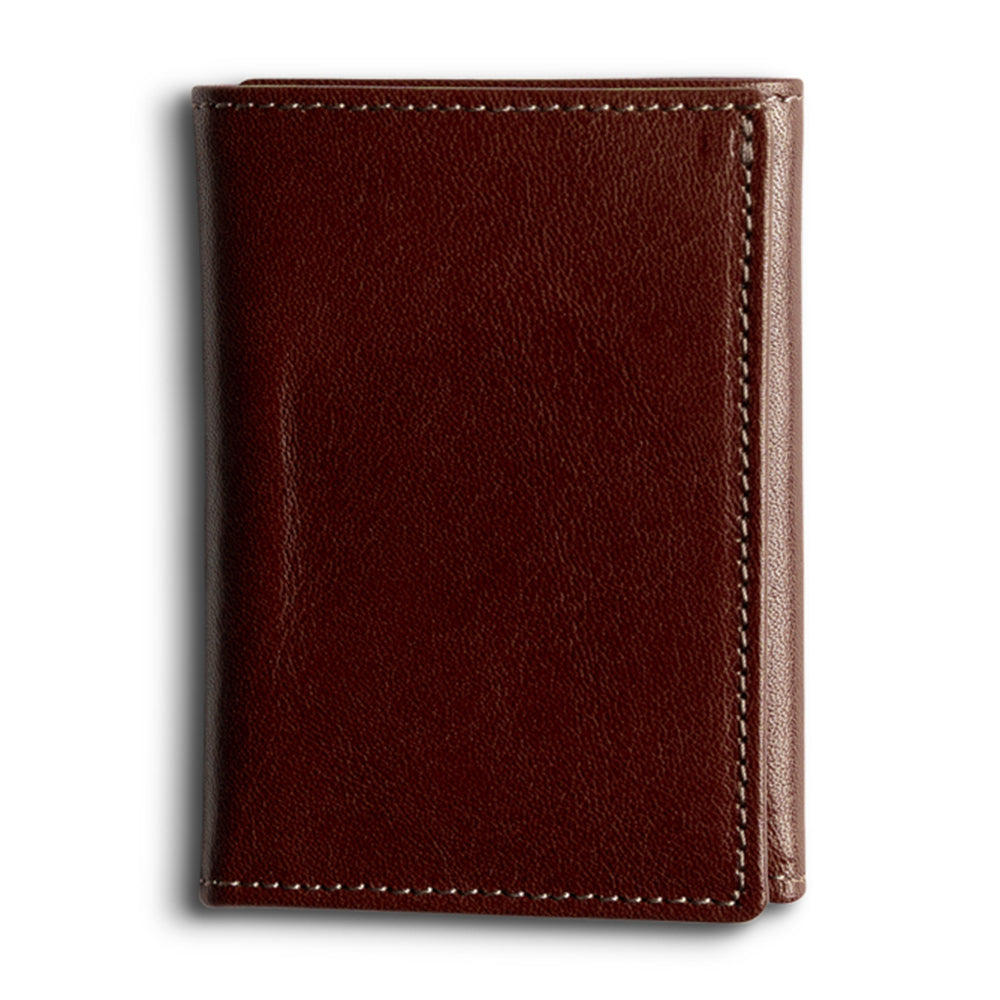 Italian Garda Trifold Wallet in Dark Brown, folded together