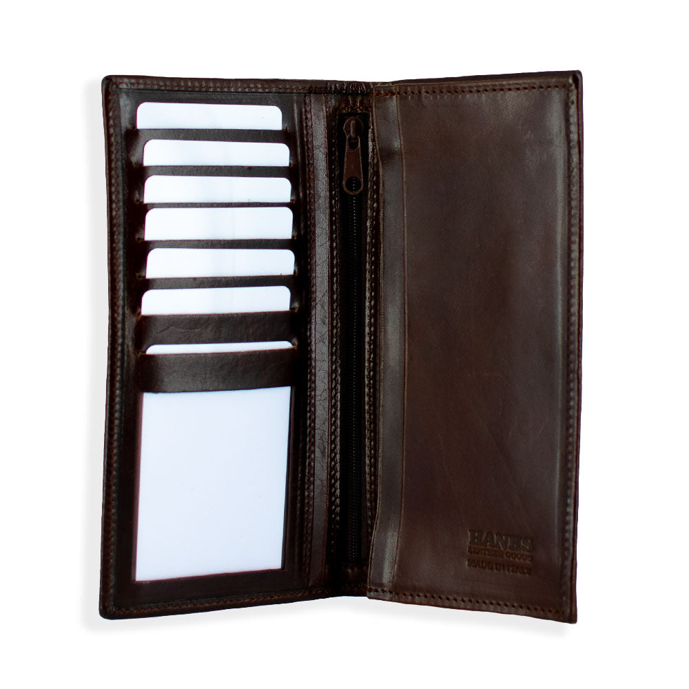 Dark Brown Vico Wallet open with cards