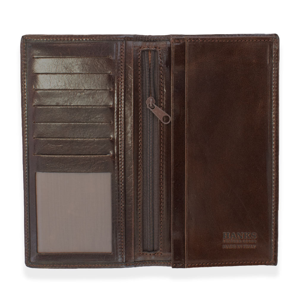 Dark Brown Vico Wallet open without cards