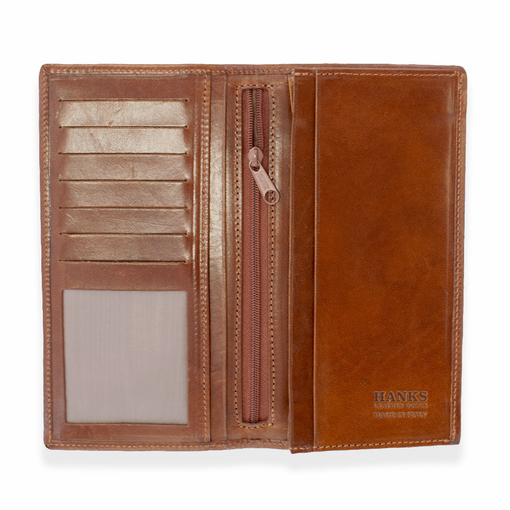 Brown Vico Wallet open without cards