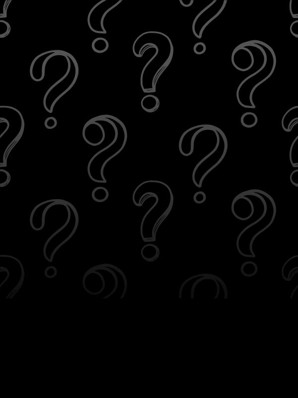 Black background with secret question marks in light grey