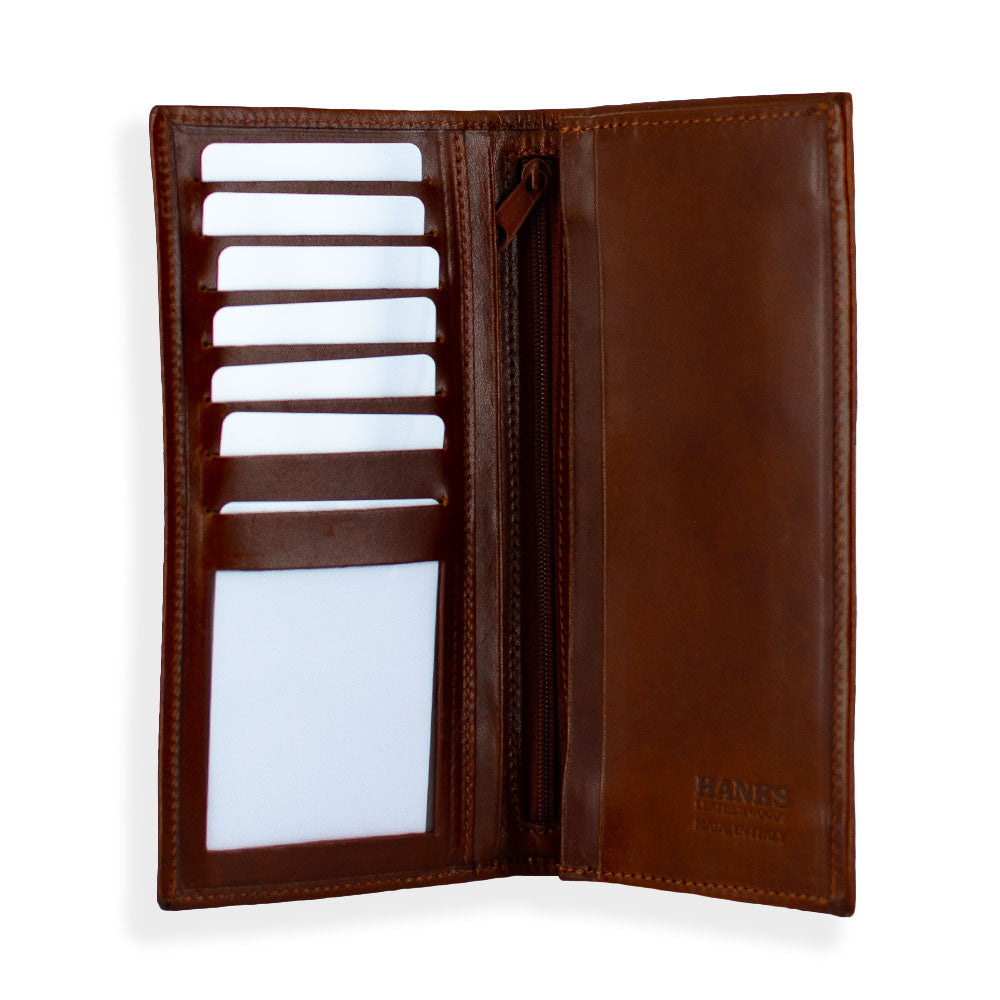 Brown Vico Wallet open with cards