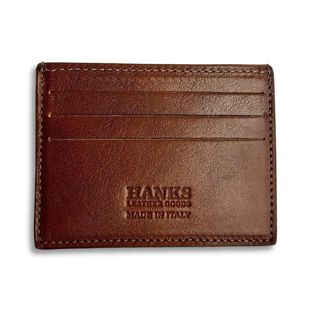 Italian Leather Cardholder Case with Cards - Brown