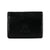 The Hanks Belts Monroe Goatskin Card Holder is a black minimalist wallet made from goatskin leather, featuring a slim profile. The elegant design includes multiple staggered card slots at the top, displayed in a visually appealing manner against a white background.