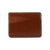 The Monroe Goatskin Card Holder by Hanks features a minimalist design in brown goatskin leather. It boasts visible stitching details along the edges and a slim profile with several card slots on the front. The product is photographed against a plain white background.