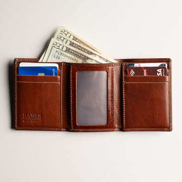 Mens Leather Bifold Wallet - Hanks Deluxe Bison Wallet - Free Shipping -  Hanks Belts