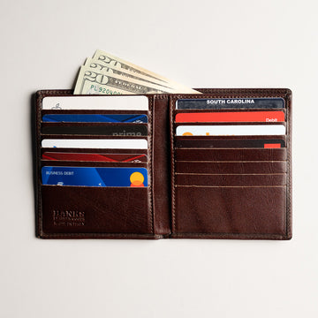 Brown Colour Bi-Fold Italian Leather Money Clip Card Holder/Slim