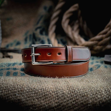 Havana Brown Plain Leather Belt with Removable Buckle