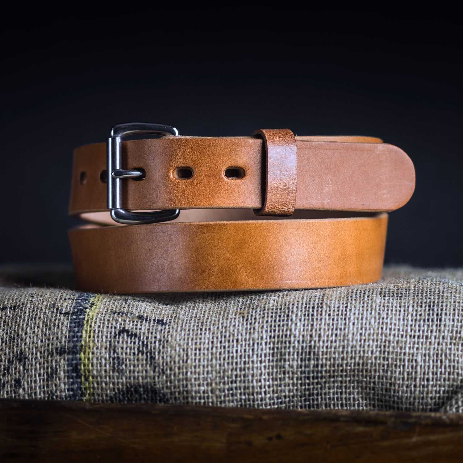 Distressed Waxed Harness Leather Belt in Antique Brown (Size 46) by To