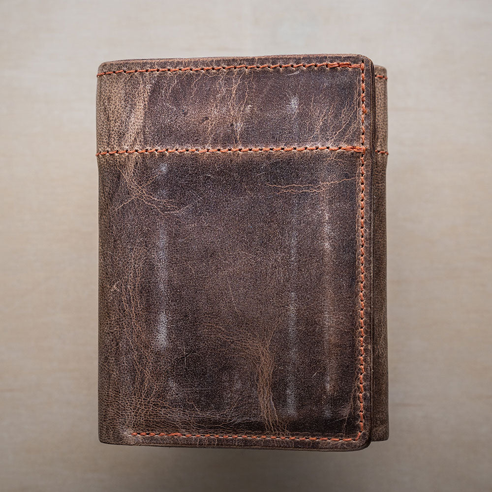 Brown Long Leather Wallet with USA
