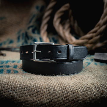 Leather 1.5 Stamped Buckle Belt